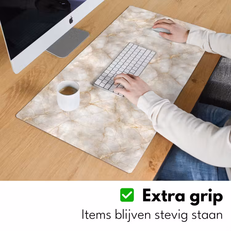 Zandkleurig - Marmer - Natuursteen Muismat XXL klein 681 -sfeer3