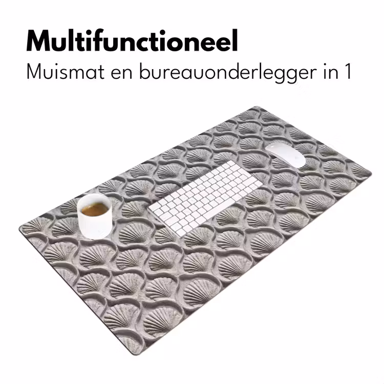 Zand - Schelpenvorm - Grijs Muismat XXL klein 681 -sfeer4