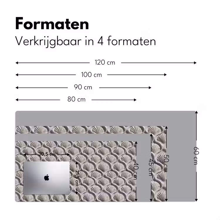 Zand - Schelpenvorm - Grijs Muismat XXL klein 681 -sfeer5