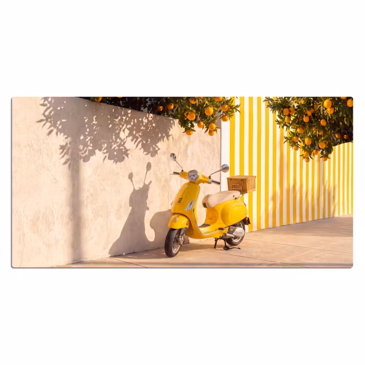 Scooter - Natuur - Zomer - Geel - Mediterraan Muismat XXL klein -3d_leeg