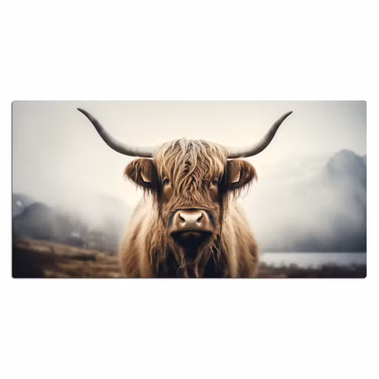 Schotse hooglander - Hoorns - Landschap Muismat XXL klein -3d_leeg