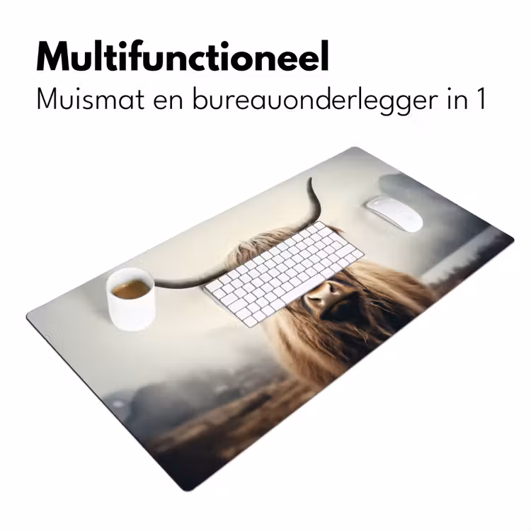 Schotse hooglander - Hoorns - Landschap Muismat XXL klein -sfeer4