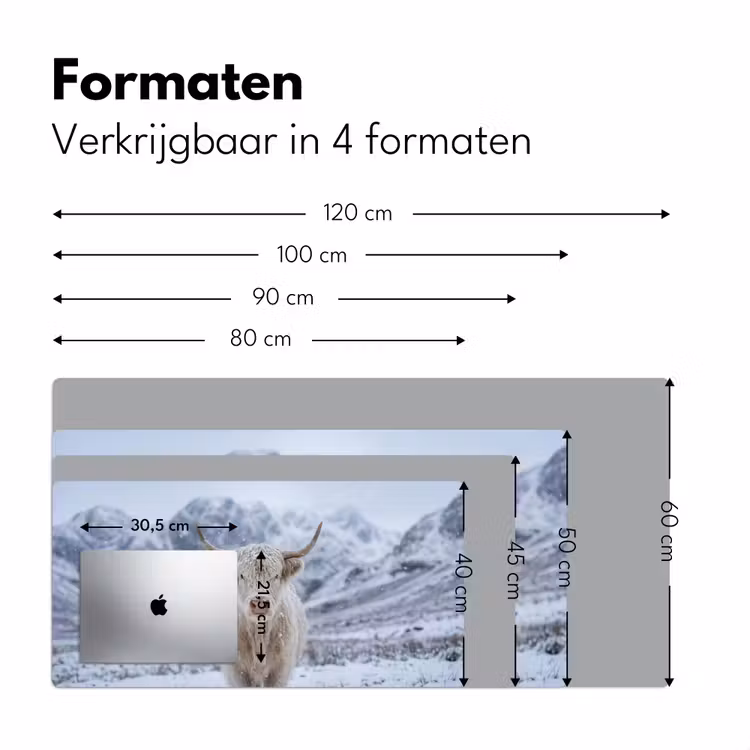 Schotse Hooglander - Sneeuw - Bergen - Winter Muismat XXL klein -sfeer5
