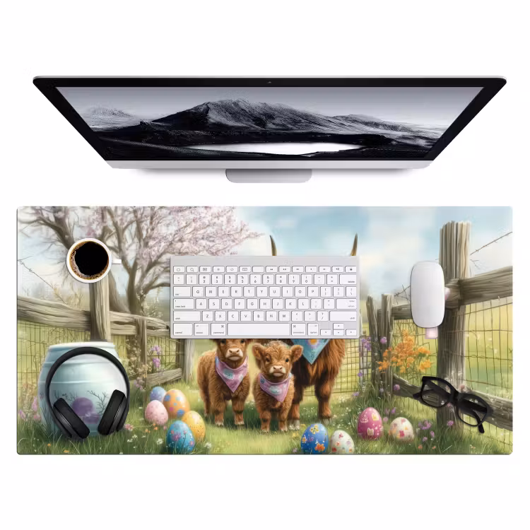 Schotsehooglanders - Paaseieren - Lente Muismat XXL klein -3d