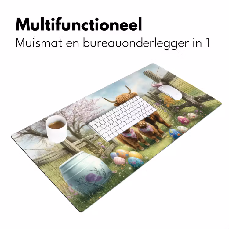 Schotsehooglanders - Paaseieren - Lente Muismat XXL klein -sfeer4