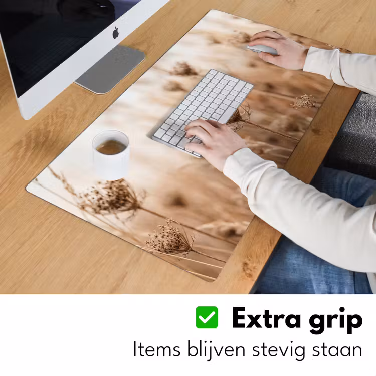 Schermbloem - Droogbloem - Winter - Beige - Minimalistisch Muismat XXL klein -sfeer3
