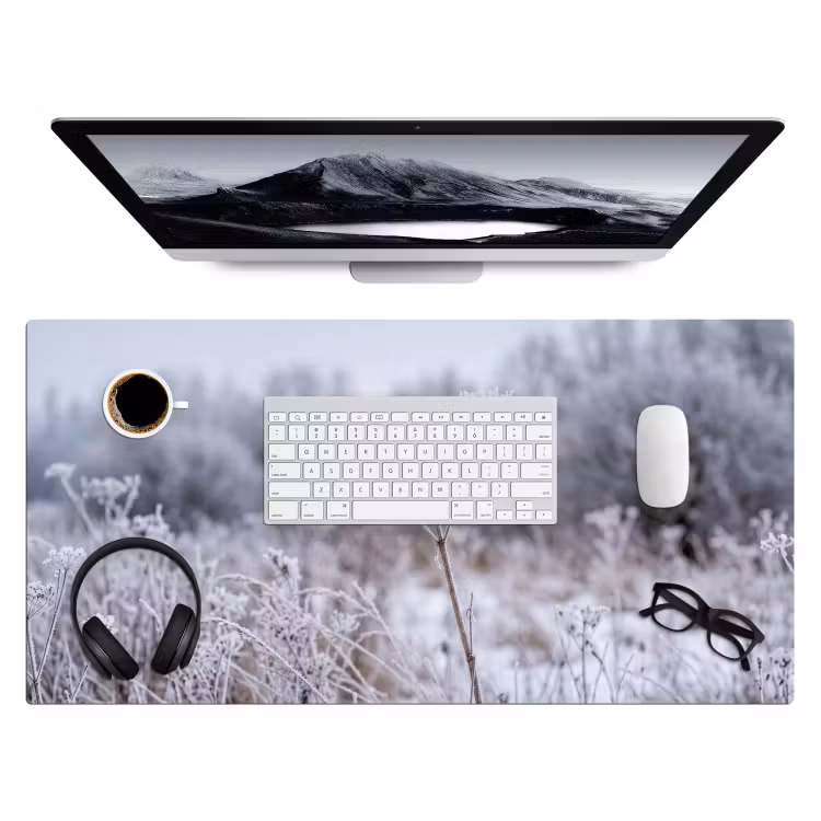 Schermbloem - Rijp - Kristallen - Winter - Delicaat Muismat XXL klein -3d