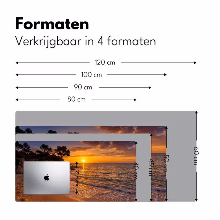 Zee - Kust - Zonsondergang - Natuur - Oranje Muismat XXL klein -sfeer5