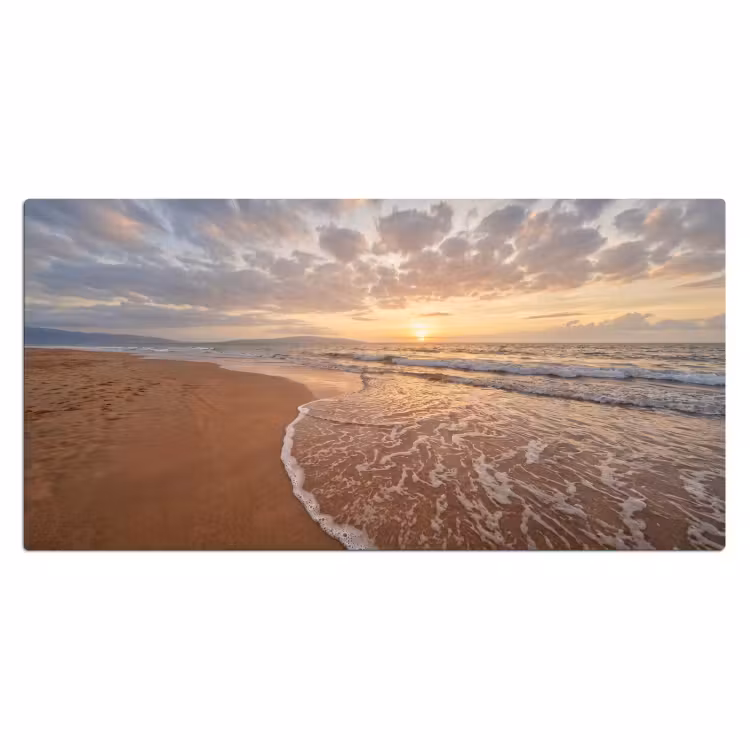 Zee - Kustlijn - Wolken - Landschap - Oranje Muismat XXL klein -3d_leeg