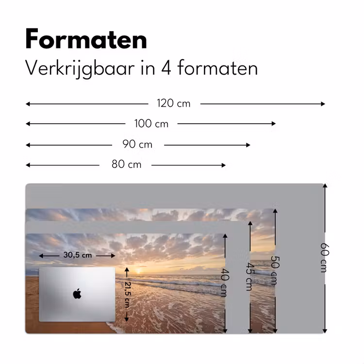 Zee - Kustlijn - Wolken - Landschap - Oranje Muismat XXL klein -sfeer5