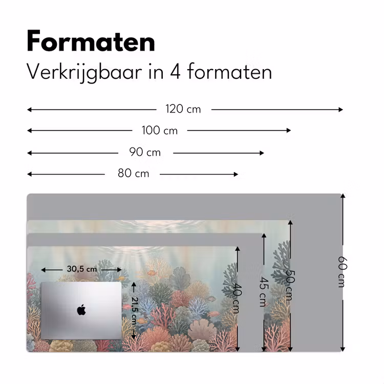 Zee - Koraal - Vis - Natuur - Kleurrijk Muismat XXL klein -sfeer5