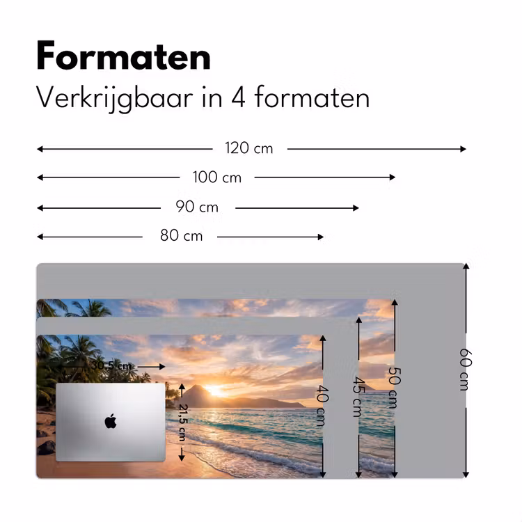 Zee - Berg - Landschap - Tropisch - Goud Muismat XXL klein -sfeer5