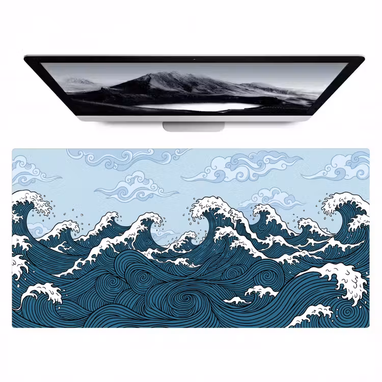 Zee - Golven - Japans - Natuur - Blauw Muismat XXL klein -zzz3d