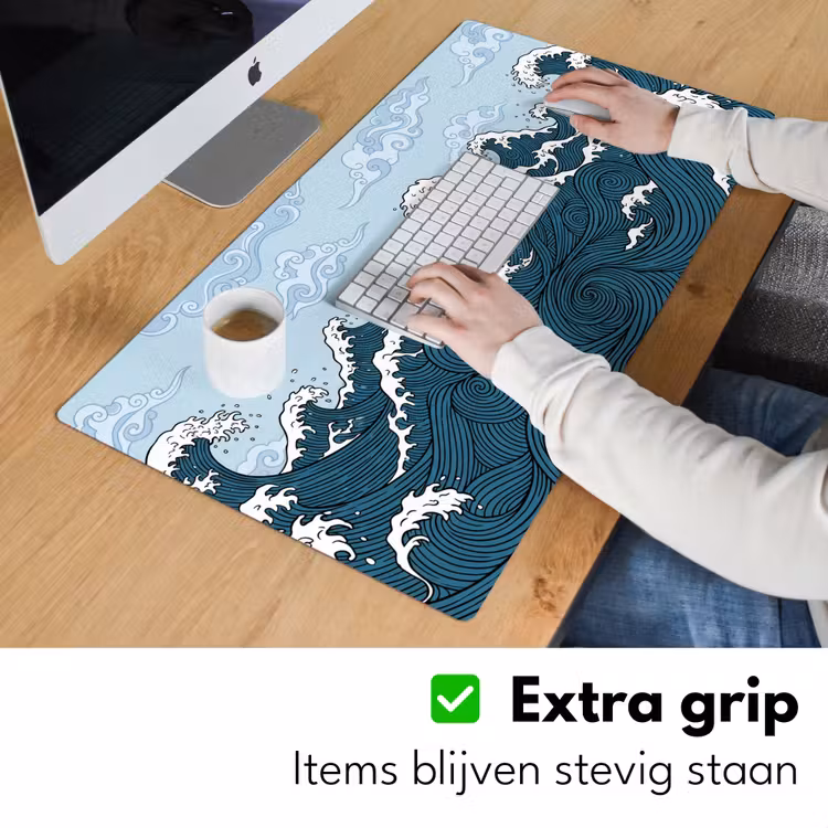Zee - Golven - Japans - Natuur - Blauw Muismat XXL klein -sfeer3