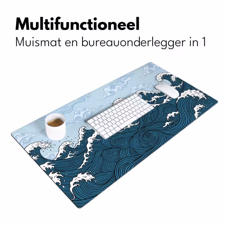 Zee - Golven - Japans - Natuur - Blauw Muismat XXL klein -sfeer4