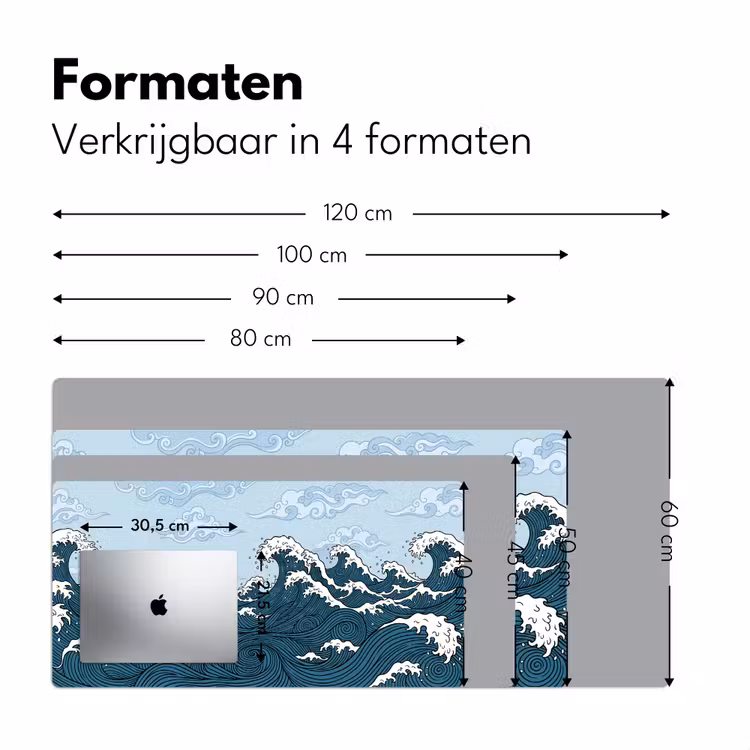 Zee - Golven - Japans - Natuur - Blauw Muismat XXL klein -sfeer5