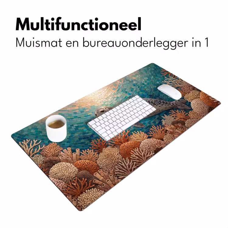 Zeehond - Mozaïek - Onderwater - Dieren - Blauw Muismat XXL klein -sfeer4