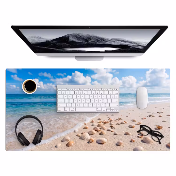 Schelpen - Strand - Natuur - Beige Muismat XXL klein -3d