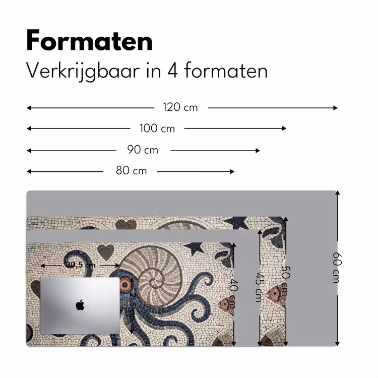 Zeeleven - Mozaïek - Kunst - Vintage - Beige Muismat XXL klein -sfeer5
