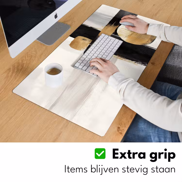 Vormen - Penseelstreken - Abstract - Goud Muismat XXL klein -sfeer3