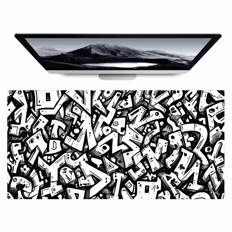 Vormen - Letters - Graffiti - Zwart Muismat XXL klein -zzz3d