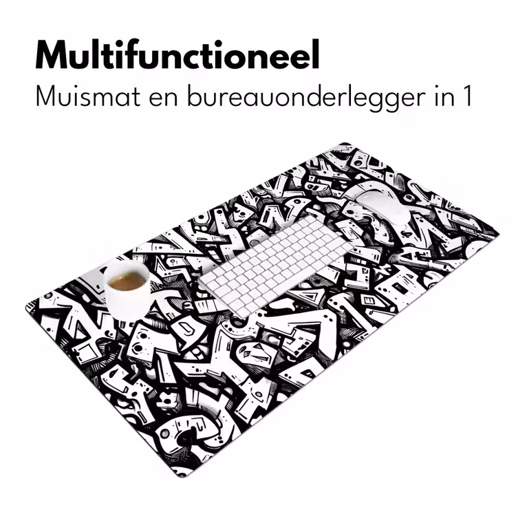 Vormen - Letters - Graffiti - Zwart Muismat XXL klein -sfeer4