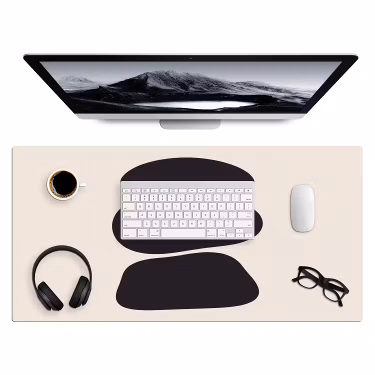 Desk Mat - Shapes - Organic - Black - Vormen - Organisch - Zwart Muismat XXL klein