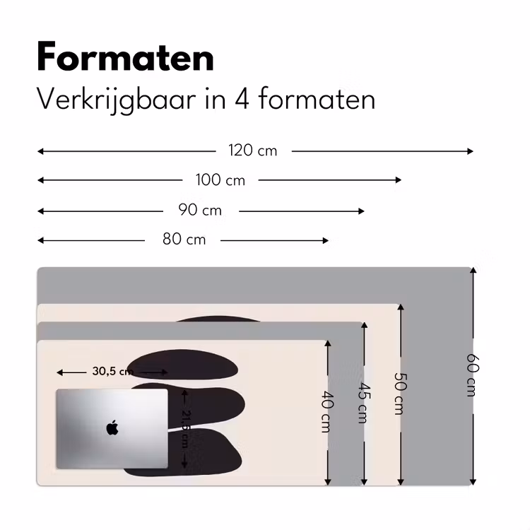Desk Mat - Shapes - Organic - Black - Vormen - Organisch - Zwart Muismat XXL klein
