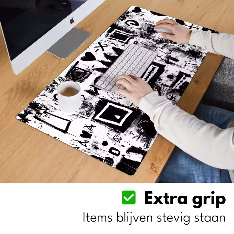 Vormen - Gezocht - Zwart - Abstract Muismat XXL klein -sfeer3