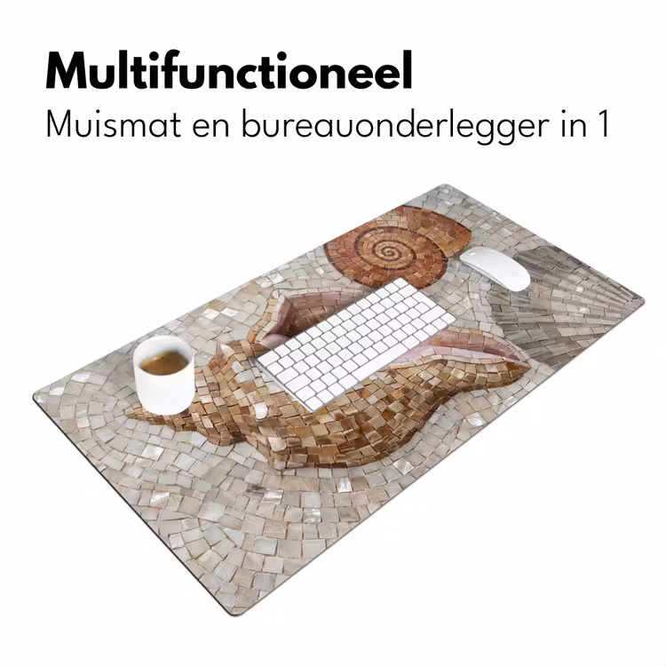 Schelp - Mozaïek - Zee - Beige - Modern Muismat XXL klein -sfeer4