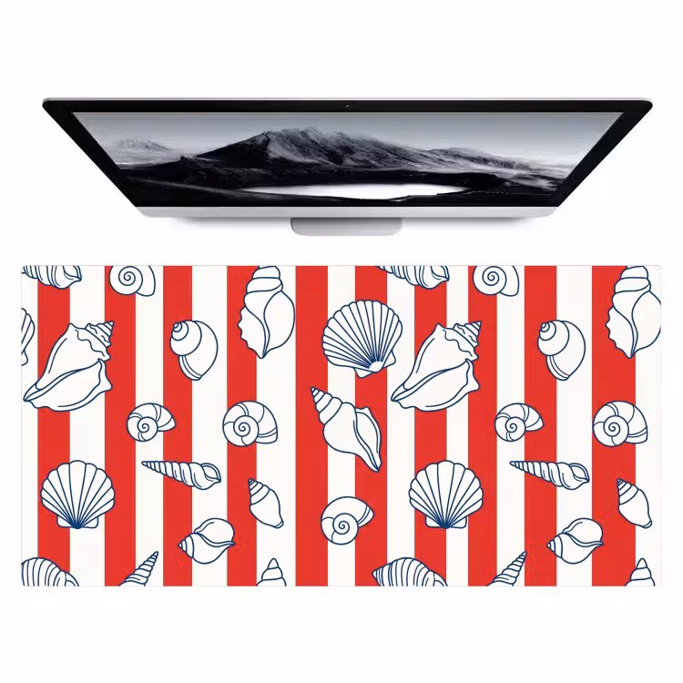 Schelp - Zeedieren - Zomer - Illustratie - Rood - Blauw Muismat XXL klein -zzz3d