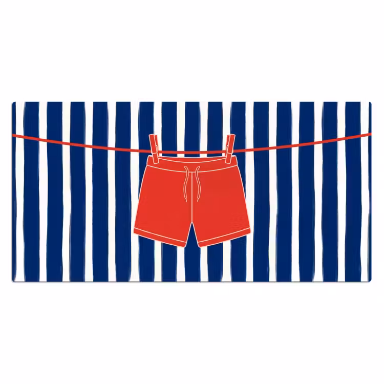 Shorts - Waslijn - Zomer - Illustratie - Rood Muismat XXL klein -3d_leeg