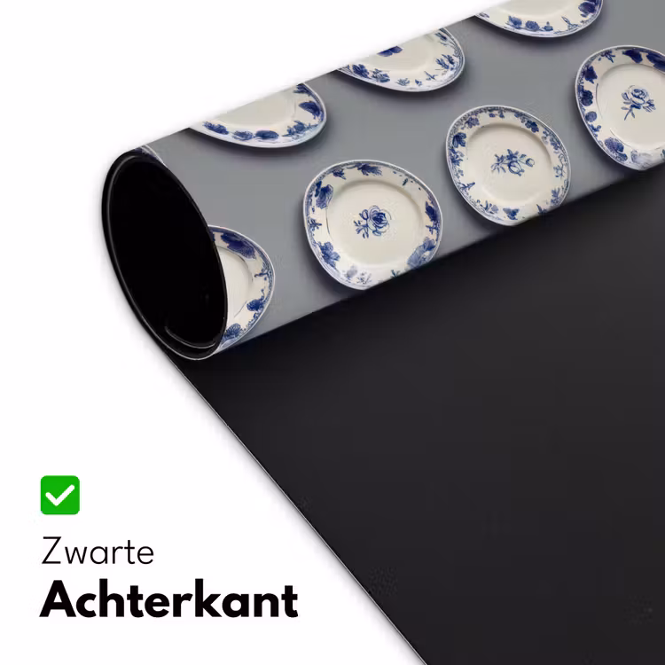 Borden - Bloemen - Blauw - Wit Muismat XXL klein 681 -sfeer2