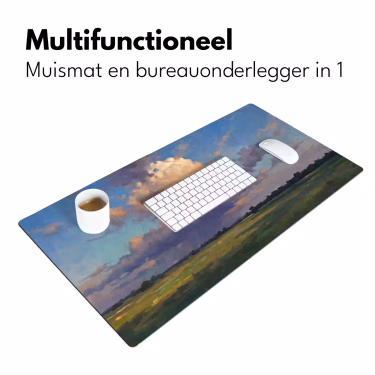 Lucht - Wolken - Landschap - Modern - Oranje Muismat XXL klein -sfeer4