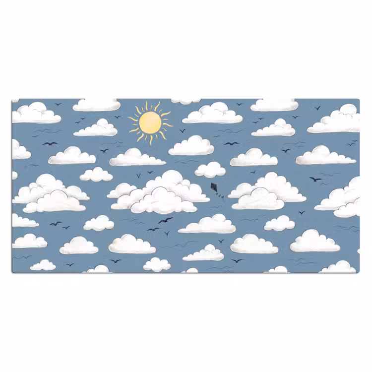 Lucht - Zon - Wolken - Natuur - Blauw Muismat XXL klein -3d_leeg