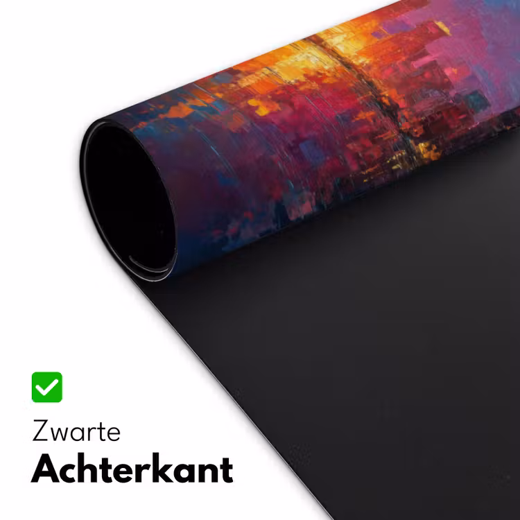 Skyline - Penseelstreken - Donkerblauw - Lichtgevend Muismat XXL klein -sfeer2