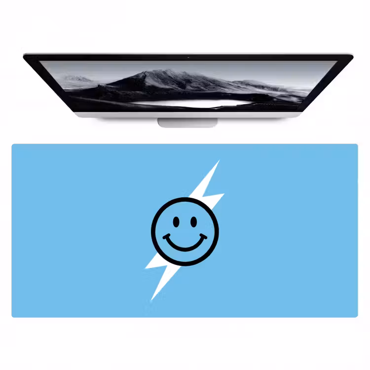 Smiley - Blauw - Bliksem Muismat XXL klein -zzz3d