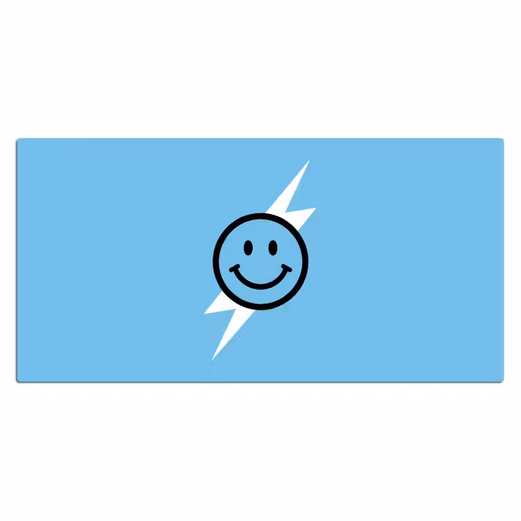 Smiley - Blauw - Bliksem Muismat XXL klein -3d_leeg