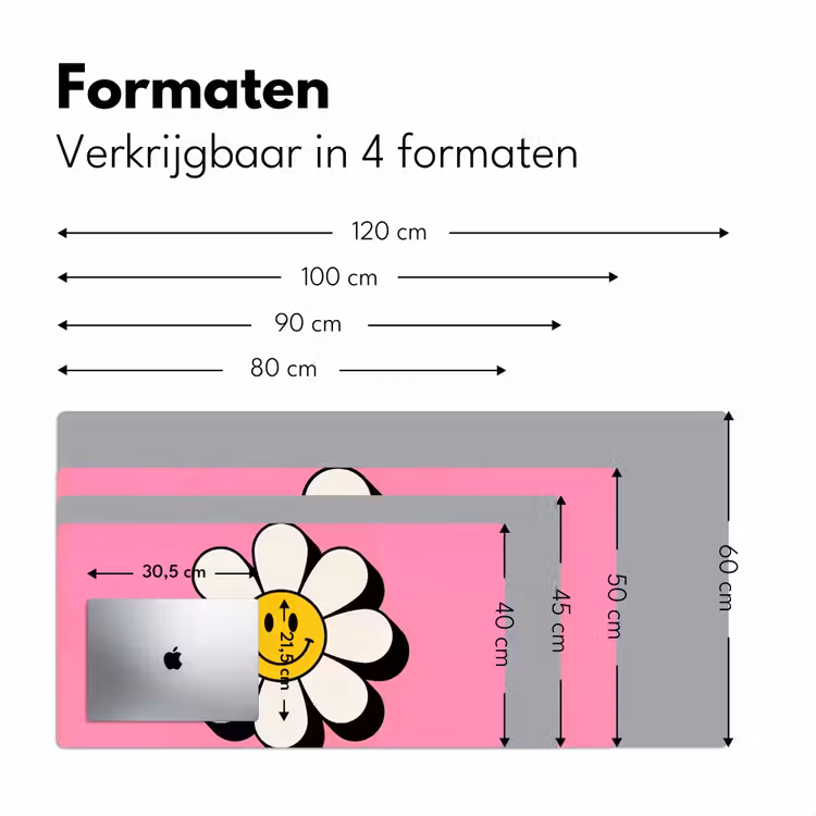 Smiley - Bloem - Roze Muismat XXL klein -sfeer5