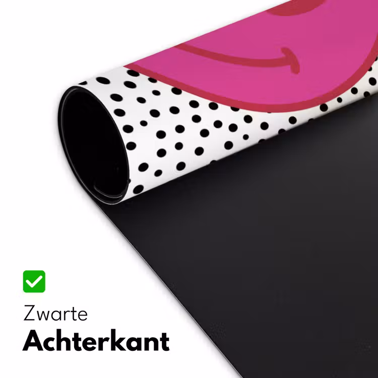 Smiley - Roze - Stippen Muismat XXL klein -sfeer2