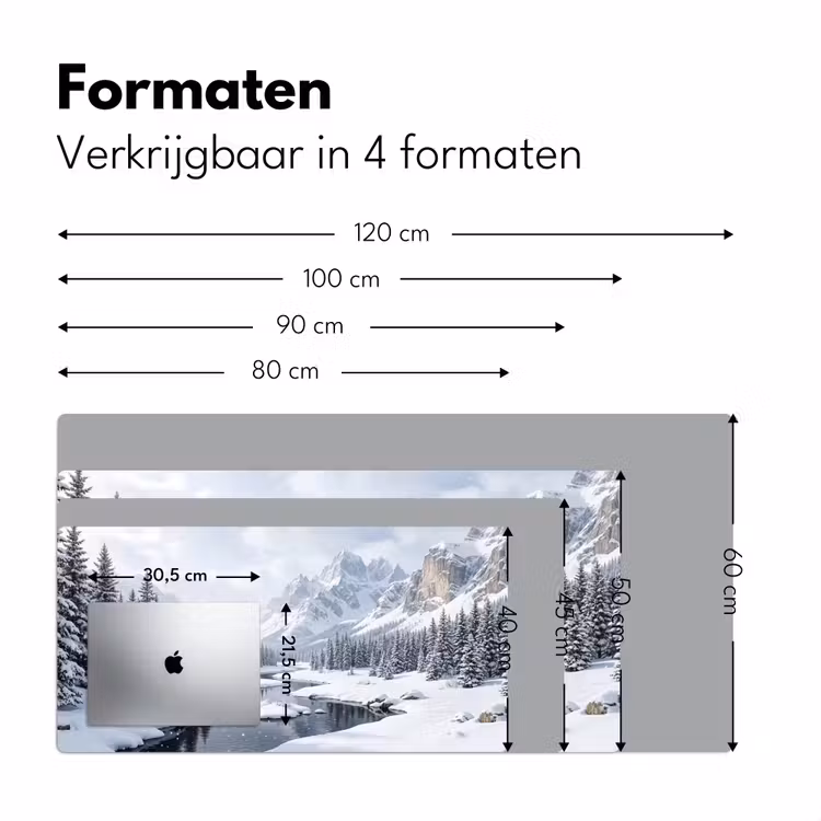 Sneeuwlandschap - Bergen - Rivier - Winter Muismat XXL klein -sfeer5