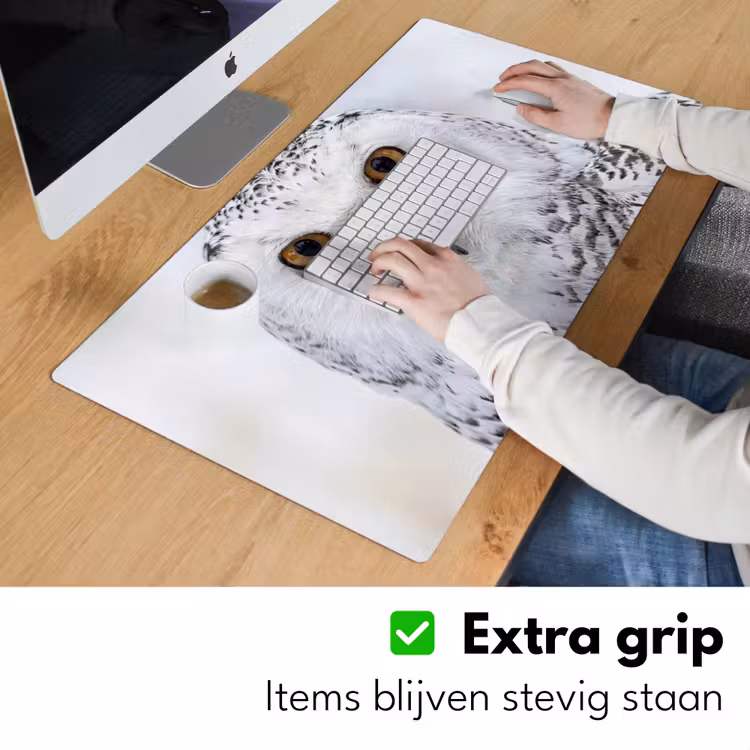 Sneeuwuil - Oog - Wildlife - Wit Muismat XXL klein -sfeer3
