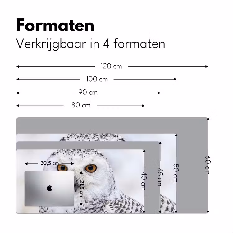 Sneeuwuil - Oog - Wildlife - Wit Muismat XXL klein -sfeer5