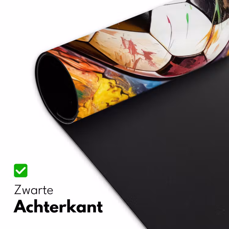Voetbal - Verf - Kleuren - Zwart - Wit Muismat XXL klein -sfeer2