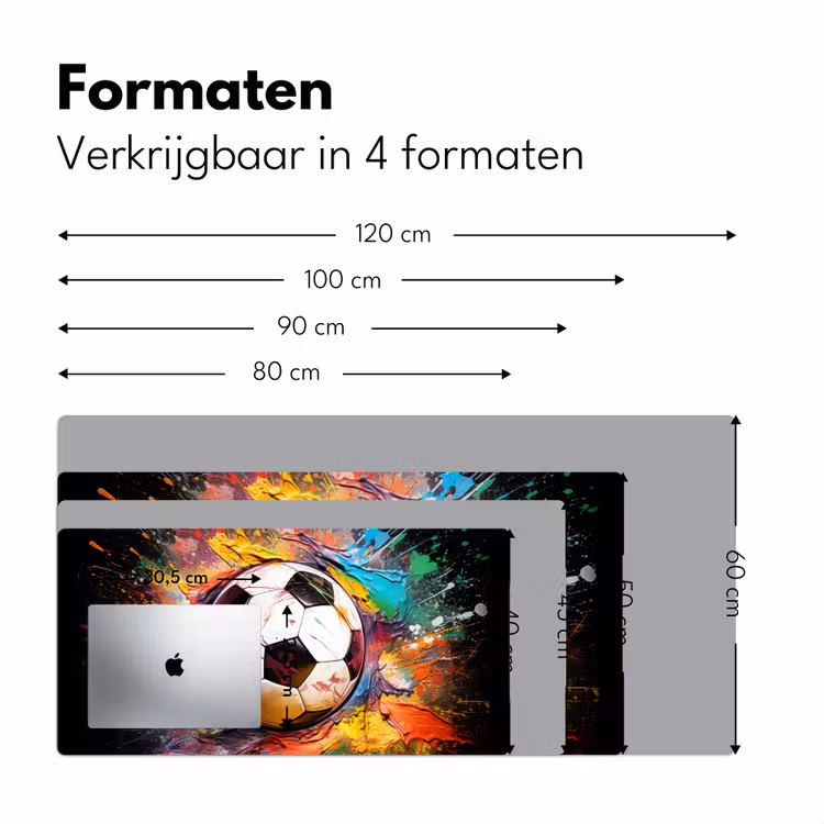 Voetbal - Verf - Kleuren - Zwart - Wit Muismat XXL klein -sfeer5