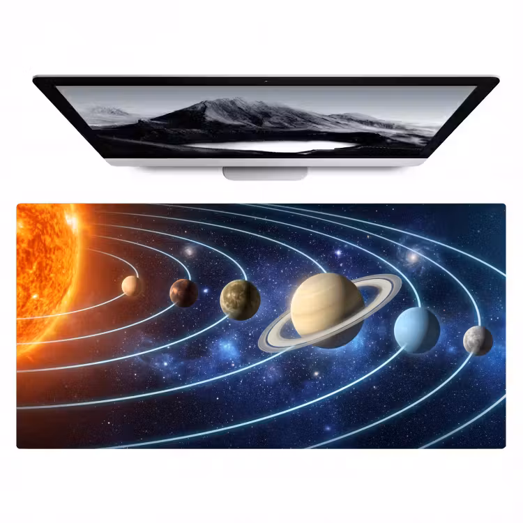 Ruimte - Zonnestelsel - Blauw Muismat XXL klein -zzz3d