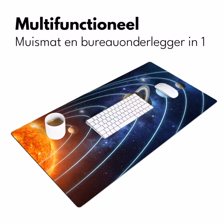 Ruimte - Zonnestelsel - Blauw Muismat XXL klein -sfeer4