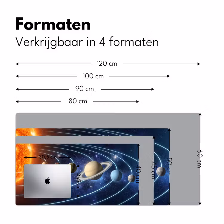 Ruimte - Zonnestelsel - Blauw Muismat XXL klein -sfeer5