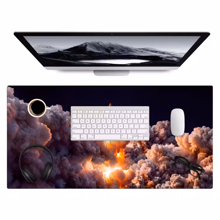 Desk Mat - Spacecraft - Launch - Stars - Ruimtevaartuig - Lancering - Sterren Muismat XXL klein