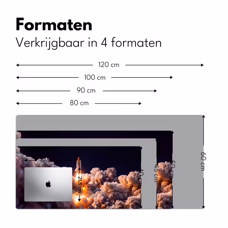 Desk Mat - Spacecraft - Launch - Stars - Ruimtevaartuig - Lancering - Sterren Muismat XXL klein